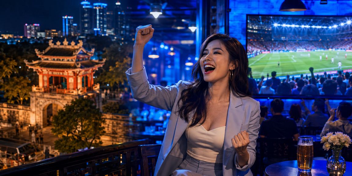 Người dùng tại Hà Nội theo dõi sự kiện thể thao và đặt cược trực tuyến trên màn hình